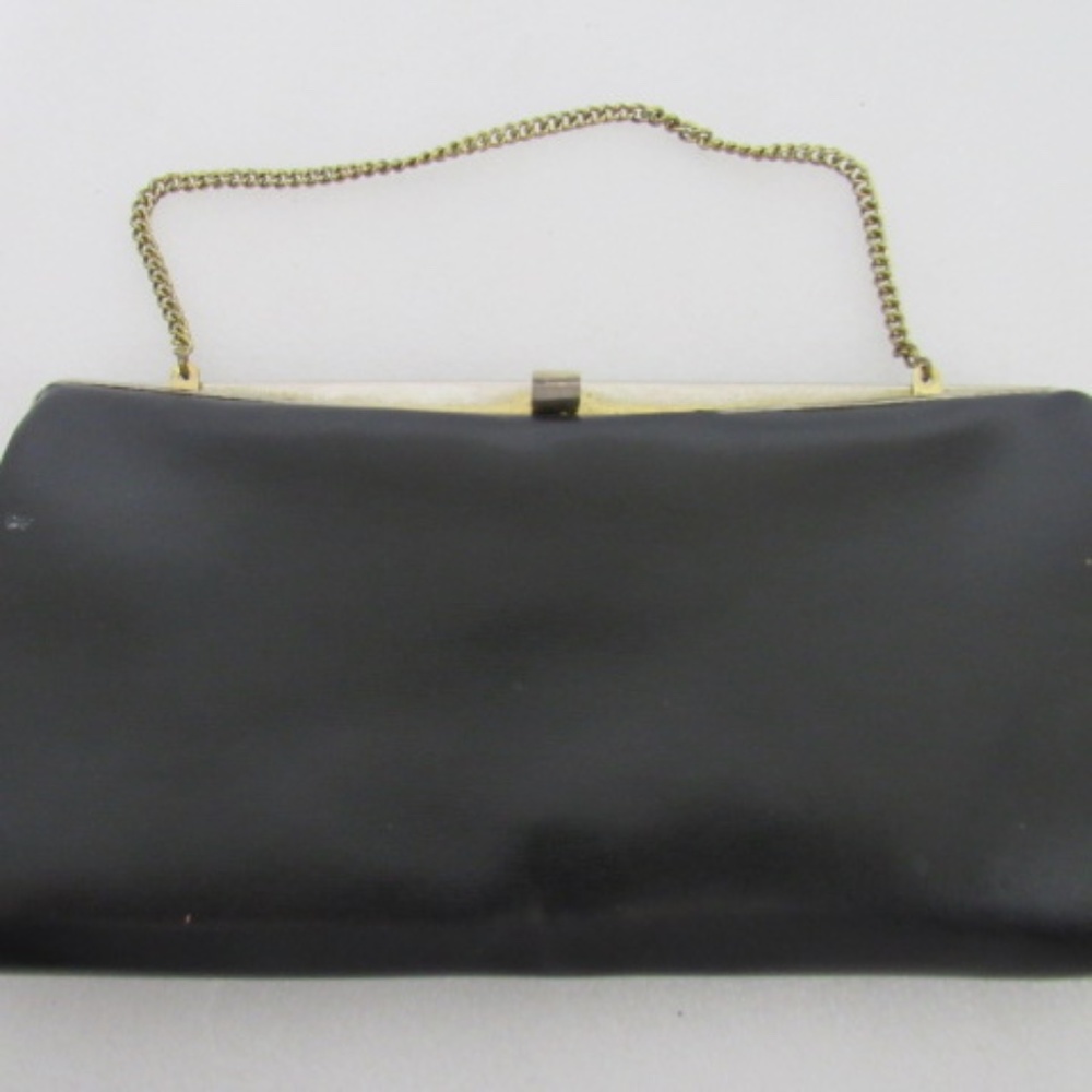 Vintage Ladies Black Evening Clutch Purse Chain Handle